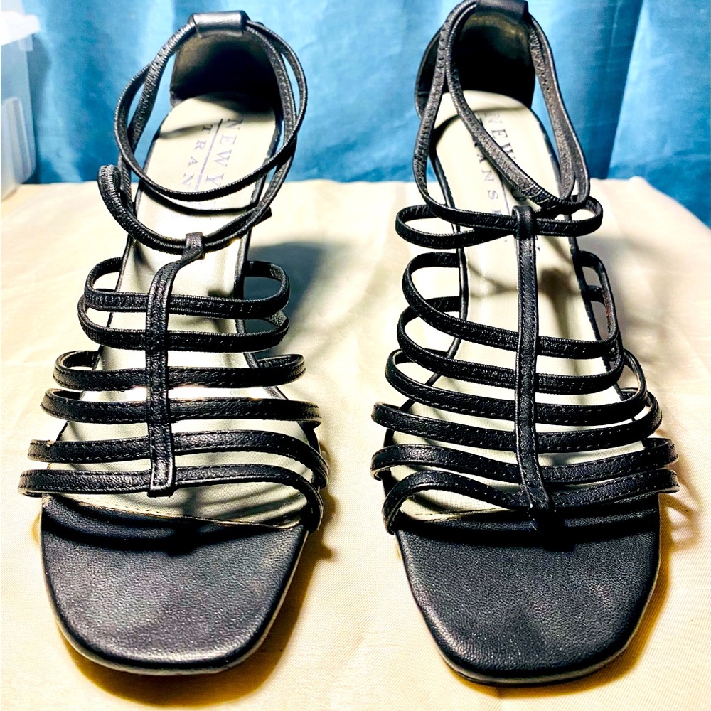 New York Transit Black Strappy Heels - Women’s Size 10M - Preowned
